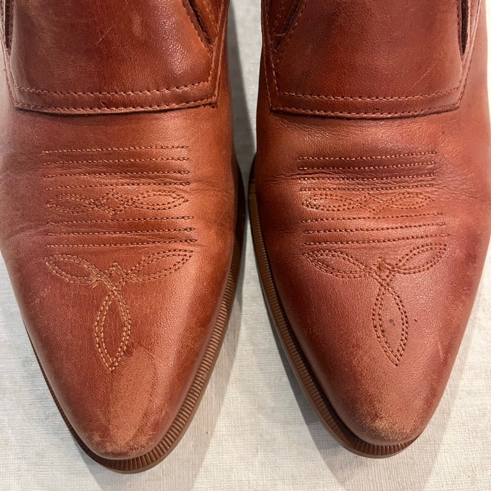 Durango Cognac Brown Leather Western Slip-On Booties. So cool! - Picture 3 of 9